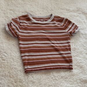 Hollister Kids Brown and Gray Striped Tee